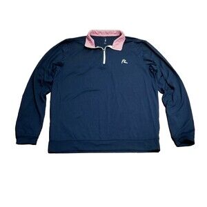 Rhoback Performance 1/4 Zip Men Size Small Navy Blue Thermal Nylon Blend Stretch